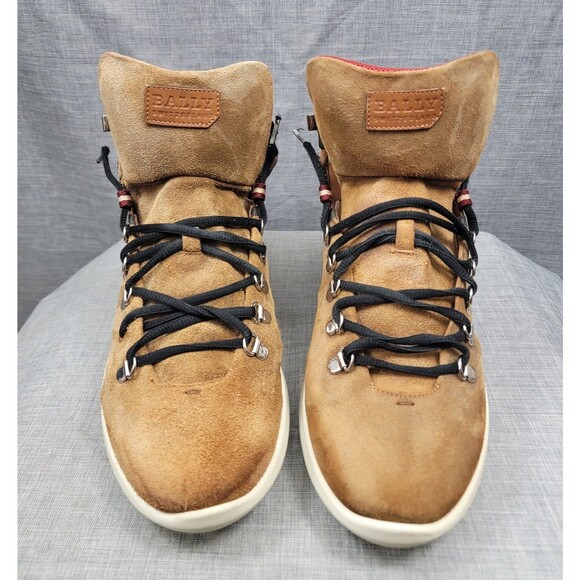 BALLY AVYD TOBACCO Suede BLACK Leather LOGO Top SNEAKERS Men's 12 US, ITALY - Picture 2 of 16